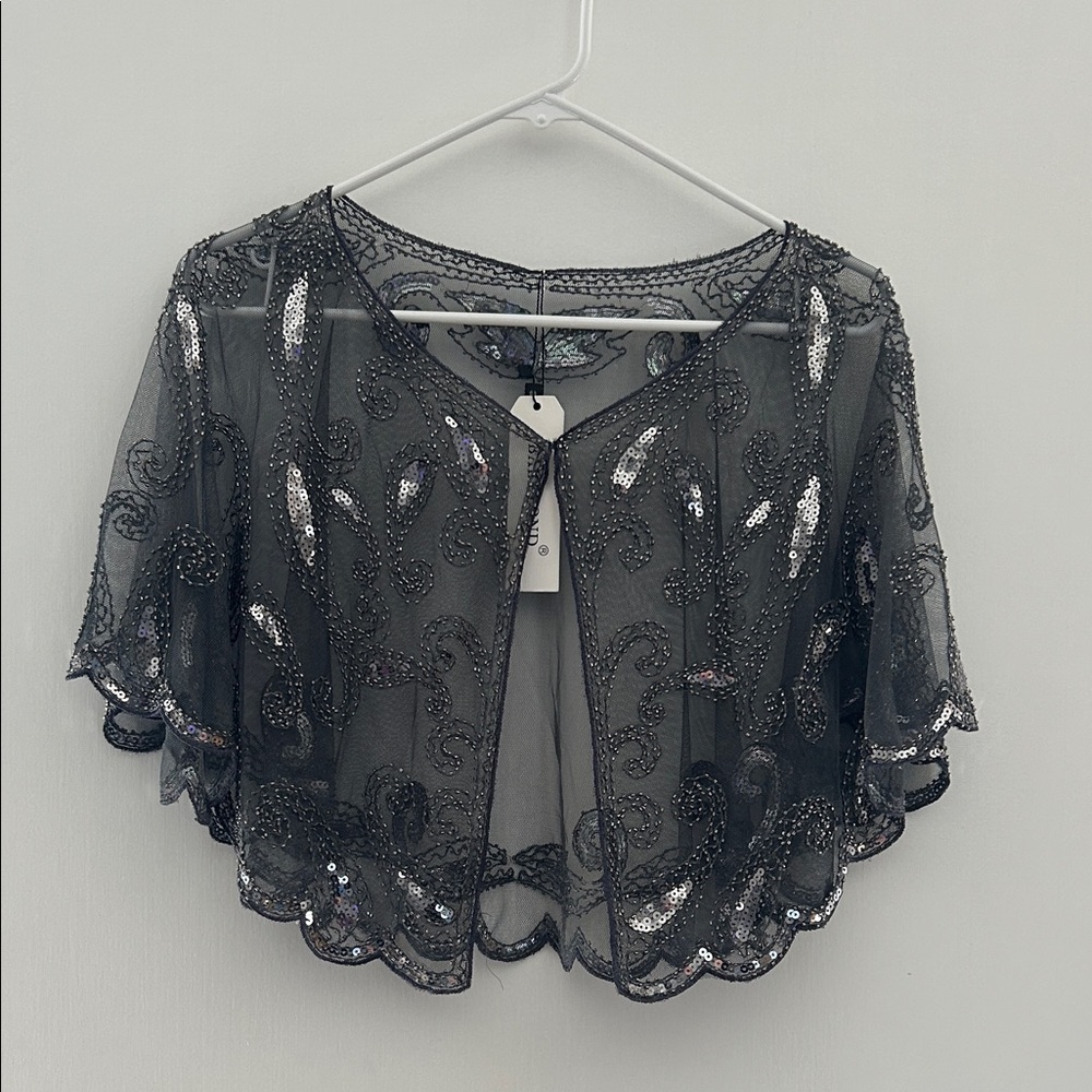 Elegant Black Sequin Cardigan